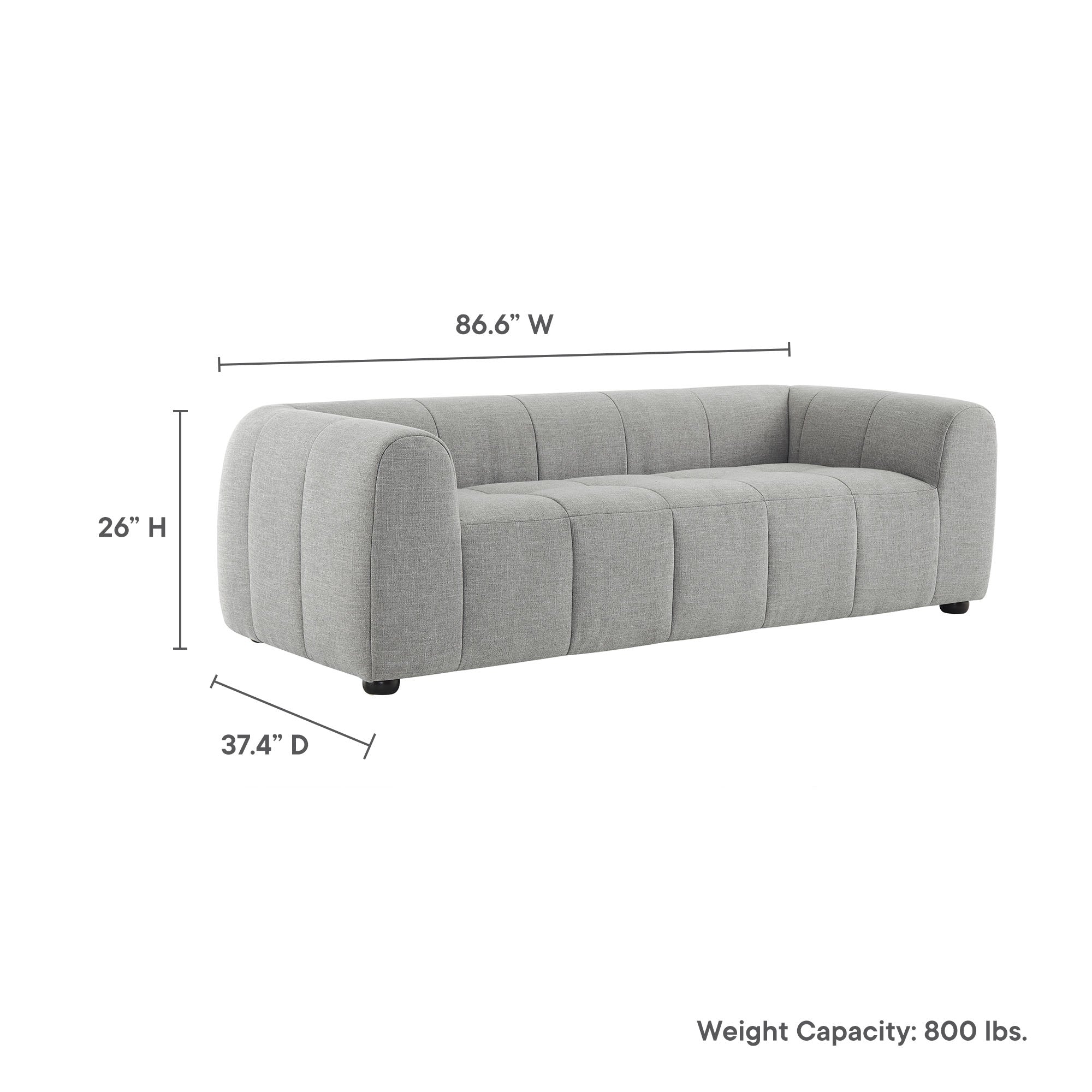 Liana Upholstered Fabric Sofa - Pewter