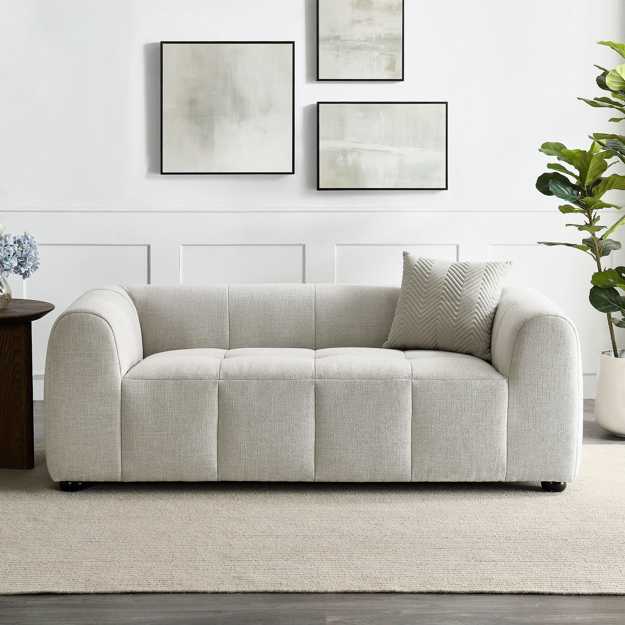 Liana Upholstered Fabric Loveseat - Linen