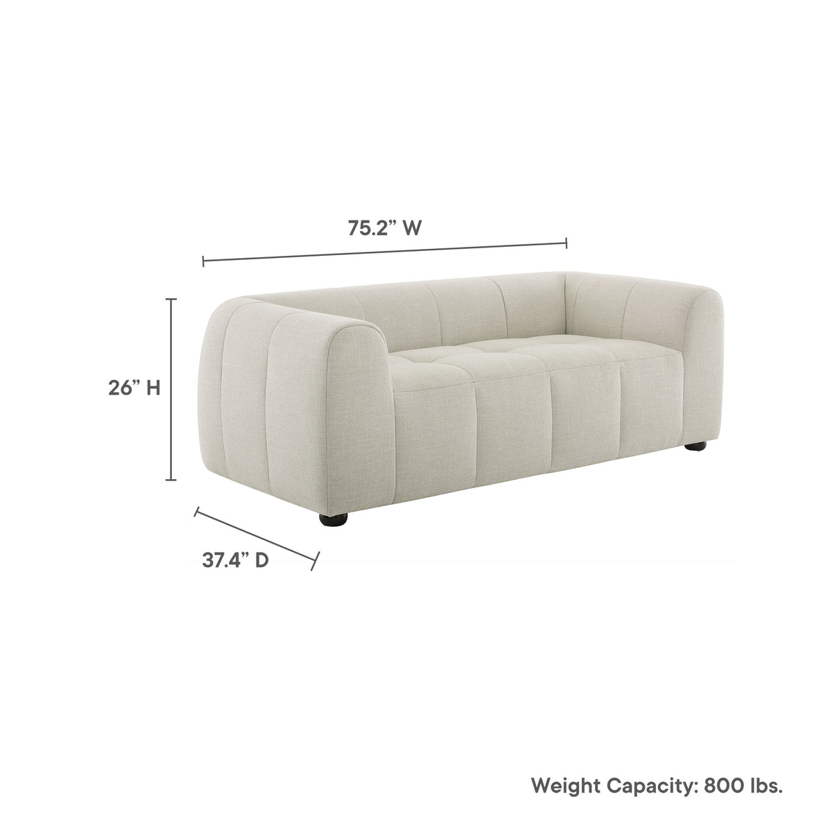 Liana Upholstered Fabric Loveseat - Linen