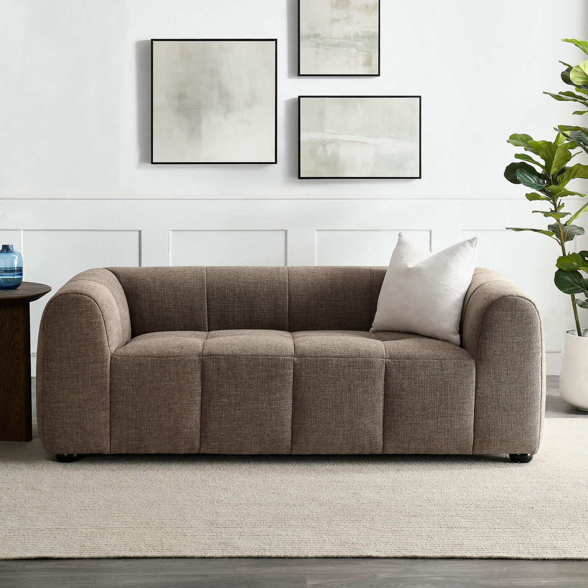 Liana Upholstered Fabric Loveseat - Mocha