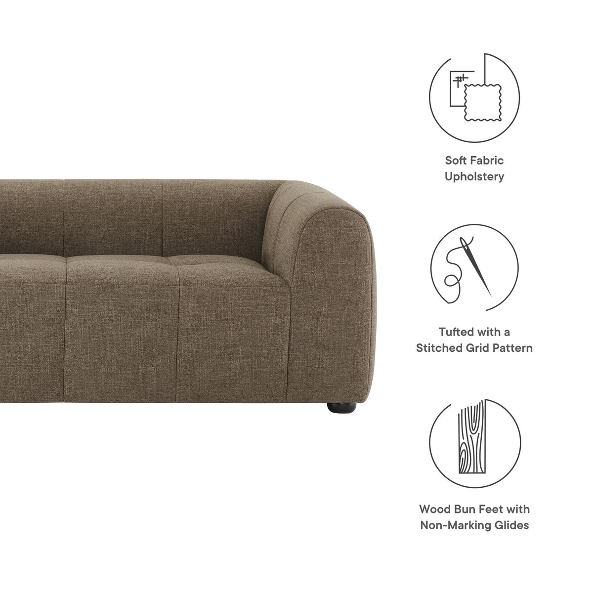 Liana Upholstered Fabric Loveseat - Mocha