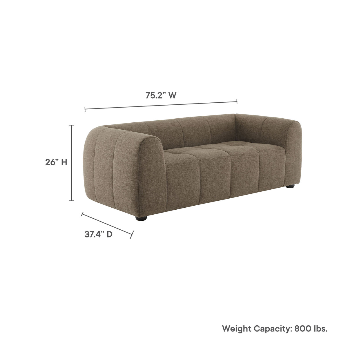 Liana Upholstered Fabric Loveseat - Mocha