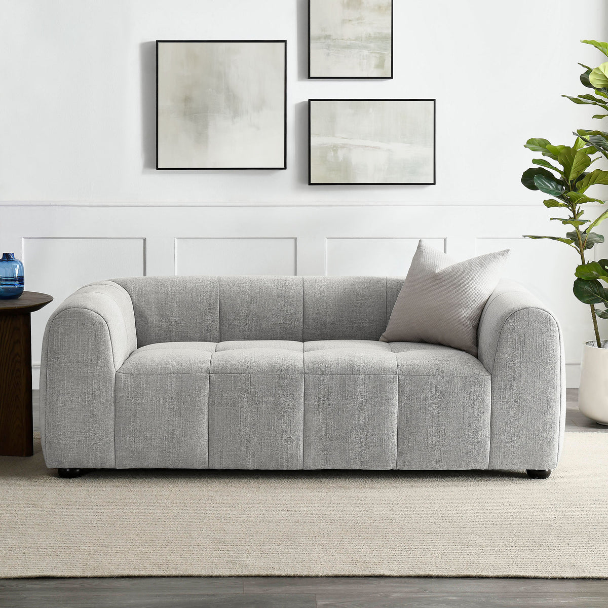 Liana Upholstered Fabric Loveseat - Pewter