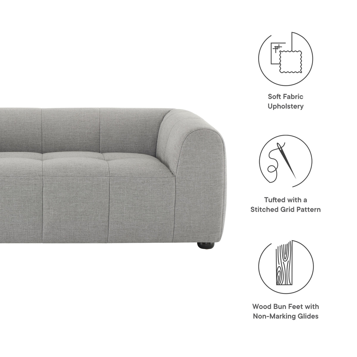 Liana Upholstered Fabric Loveseat - Pewter