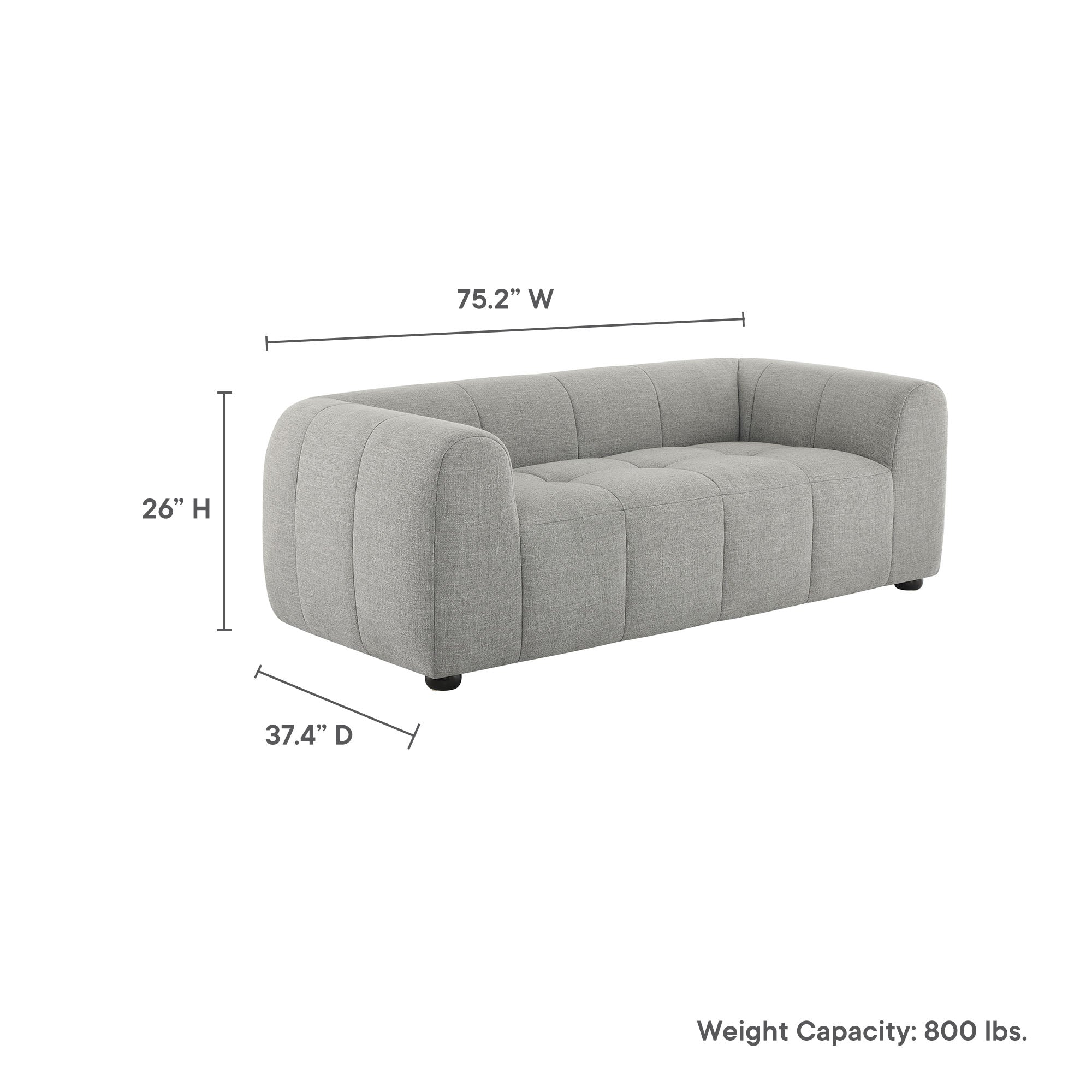 Liana Upholstered Fabric Loveseat - Pewter