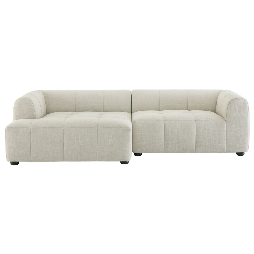 Liana Left-Facing Upholstered Fabric Modular Sofa with Chaise - Linen