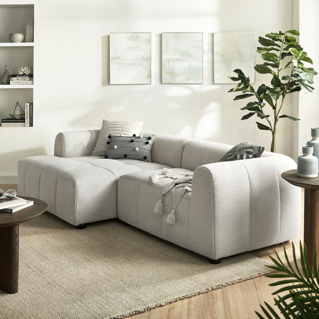 Liana Left-Facing Upholstered Fabric Modular Sofa with Chaise - Linen