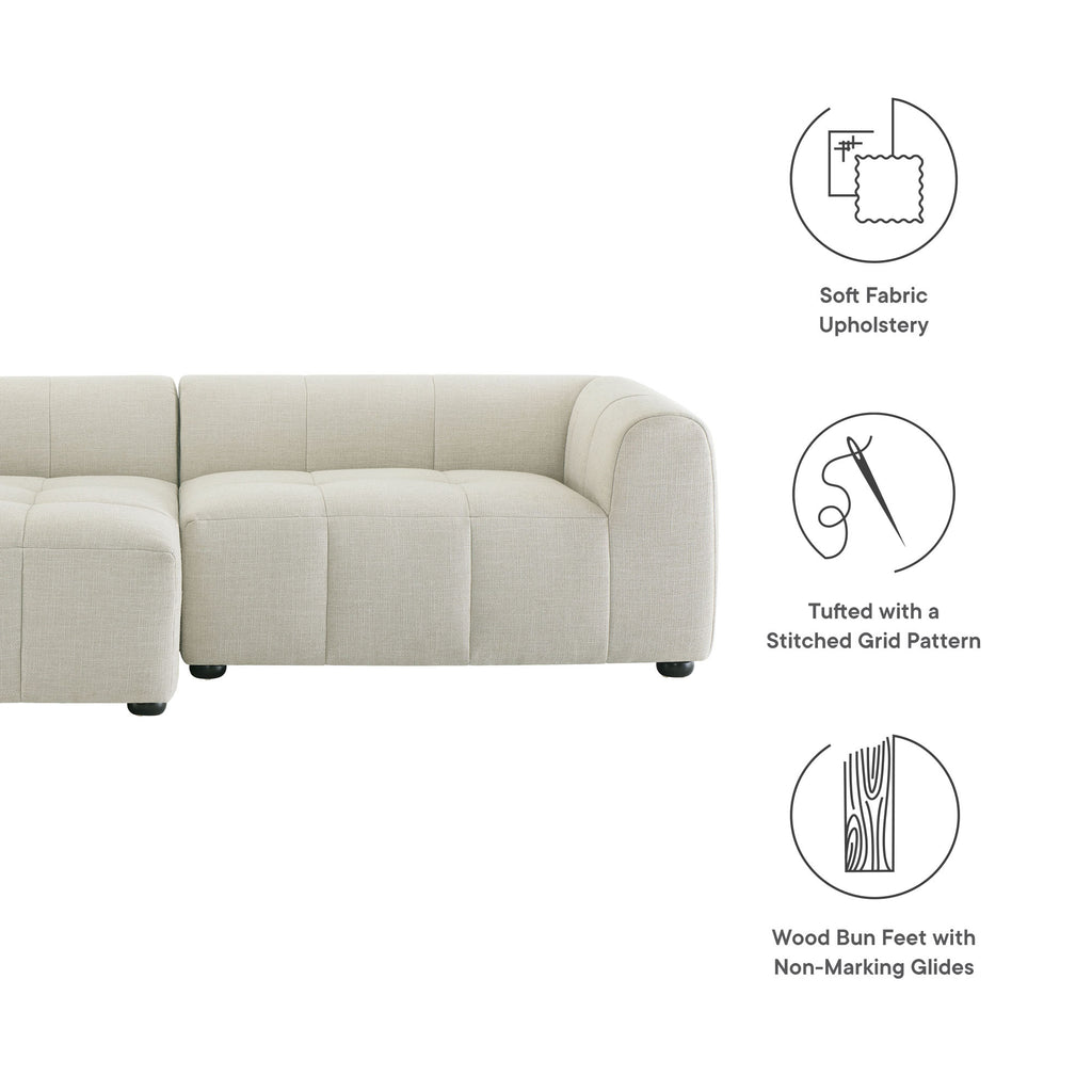 Liana Left-Facing Upholstered Fabric Modular Sofa with Chaise - Linen