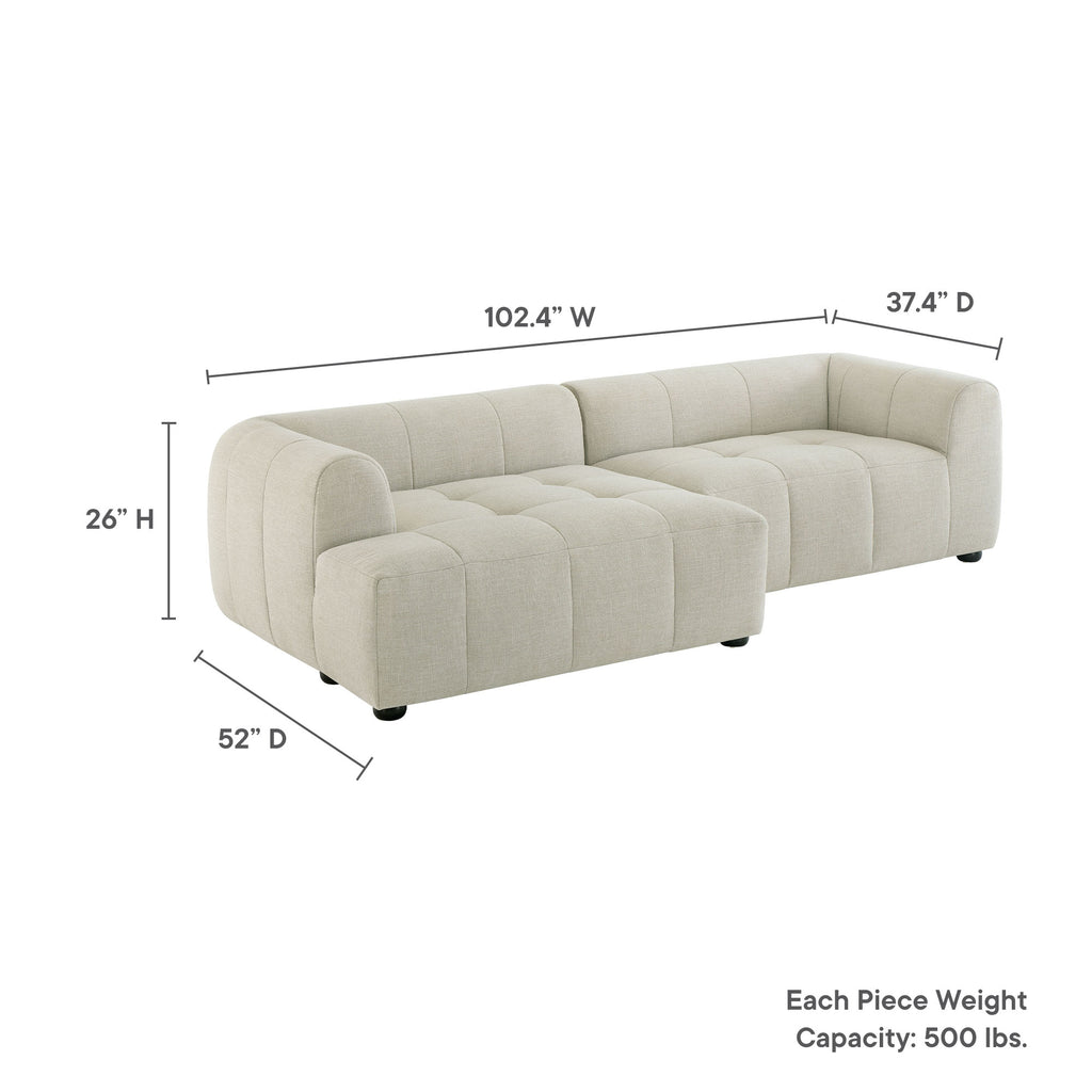 Liana Left-Facing Upholstered Fabric Modular Sofa with Chaise - Linen