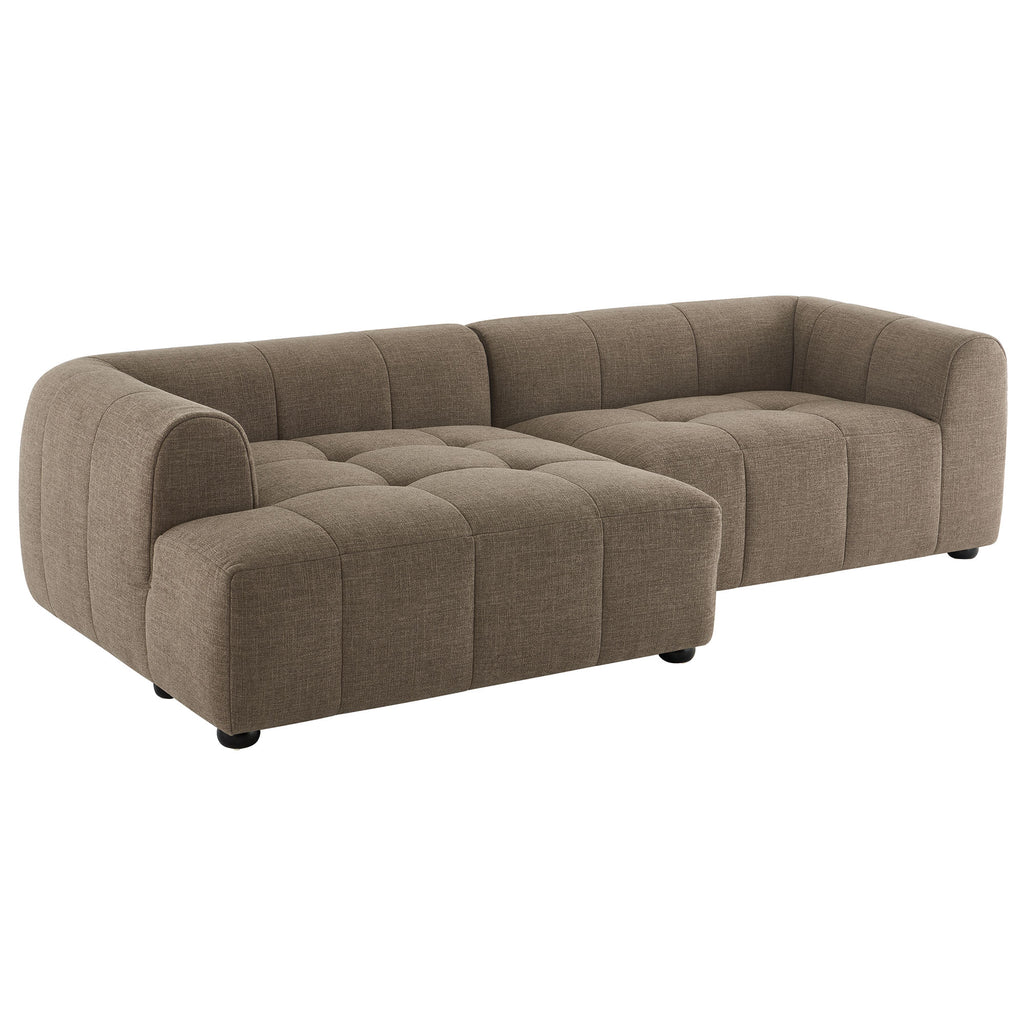 Liana Left-Facing Upholstered Fabric Modular Sofa with Chaise - Mocha
