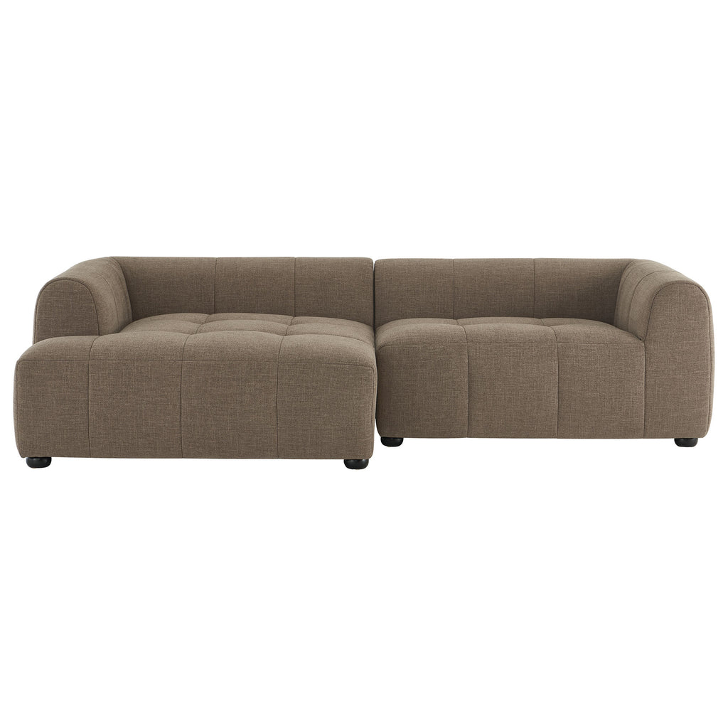 Liana Left-Facing Upholstered Fabric Modular Sofa with Chaise - Mocha