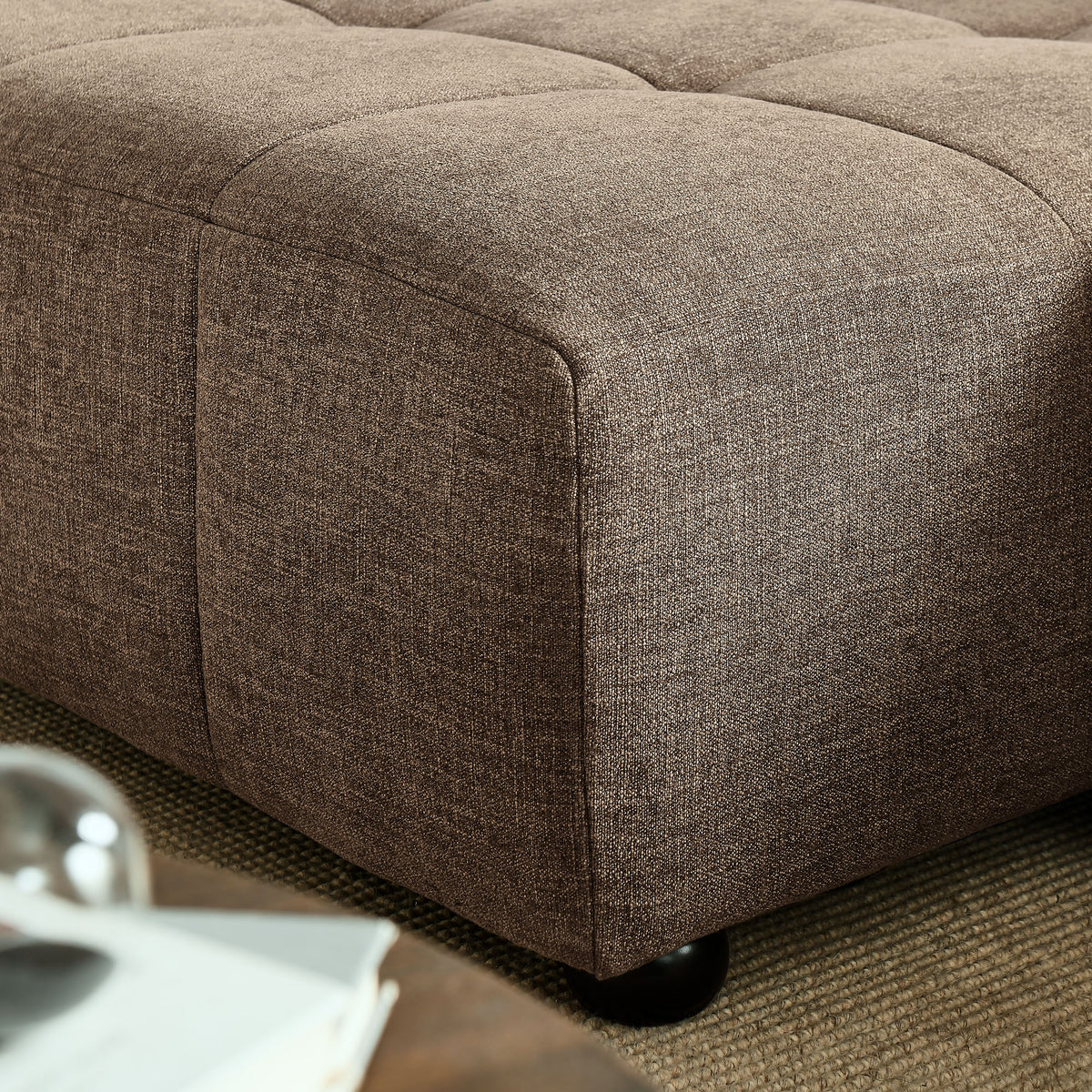 Liana Left-Facing Upholstered Fabric Modular Sofa with Chaise - Mocha
