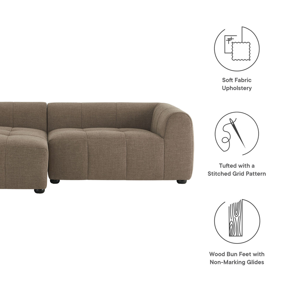 Liana Left-Facing Upholstered Fabric Modular Sofa with Chaise - Mocha