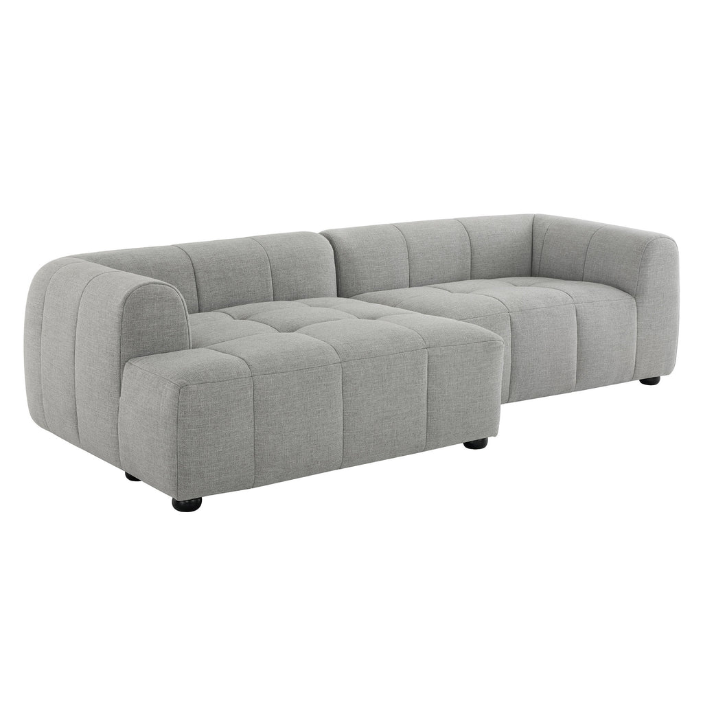 Liana Left-Facing Upholstered Fabric Modular Sofa with Chaise - Pewter