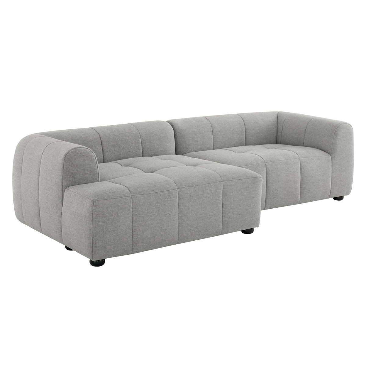 Liana Left-Facing Upholstered Fabric Modular Sofa with Chaise - Pewter