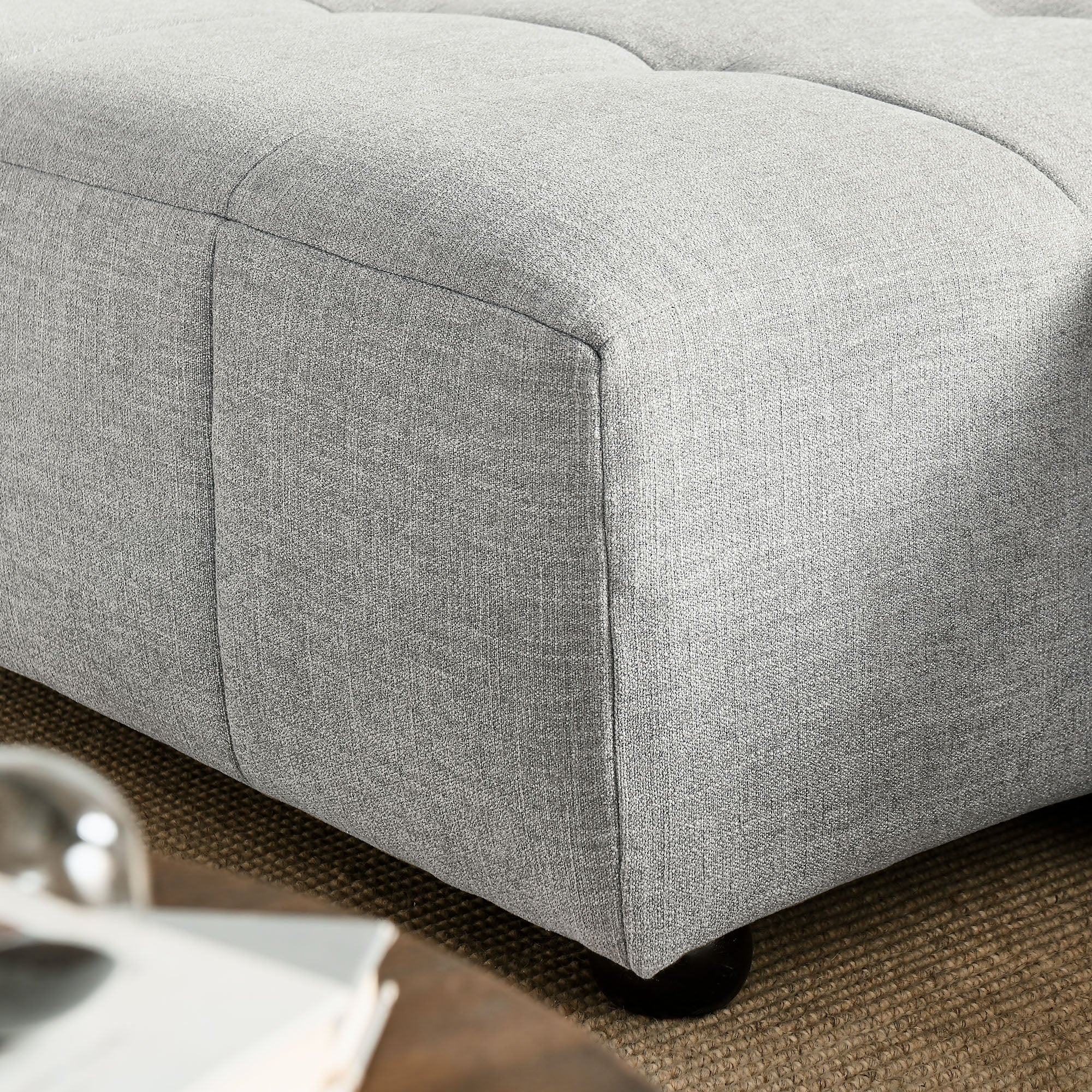 Liana Left-Facing Upholstered Fabric Modular Sofa with Chaise - Pewter