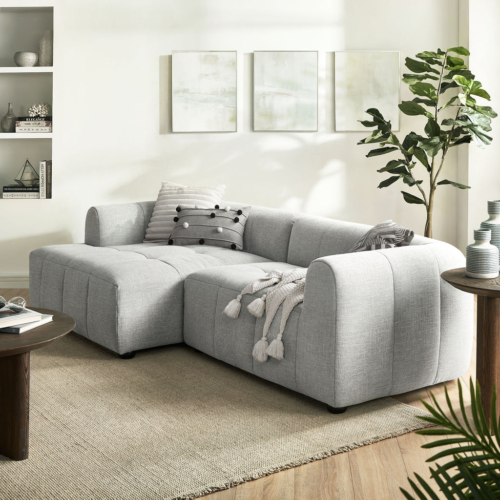 Liana Left-Facing Upholstered Fabric Modular Sofa with Chaise - Pewter