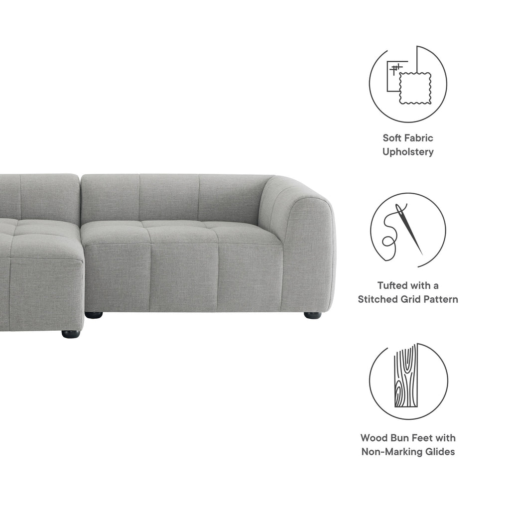 Liana Left-Facing Upholstered Fabric Modular Sofa with Chaise - Pewter