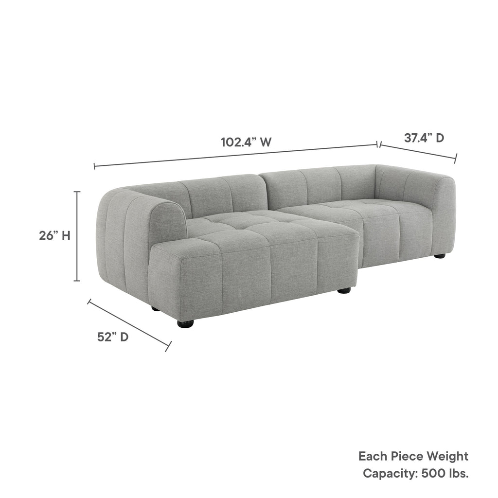 Liana Left-Facing Upholstered Fabric Modular Sofa with Chaise - Pewter