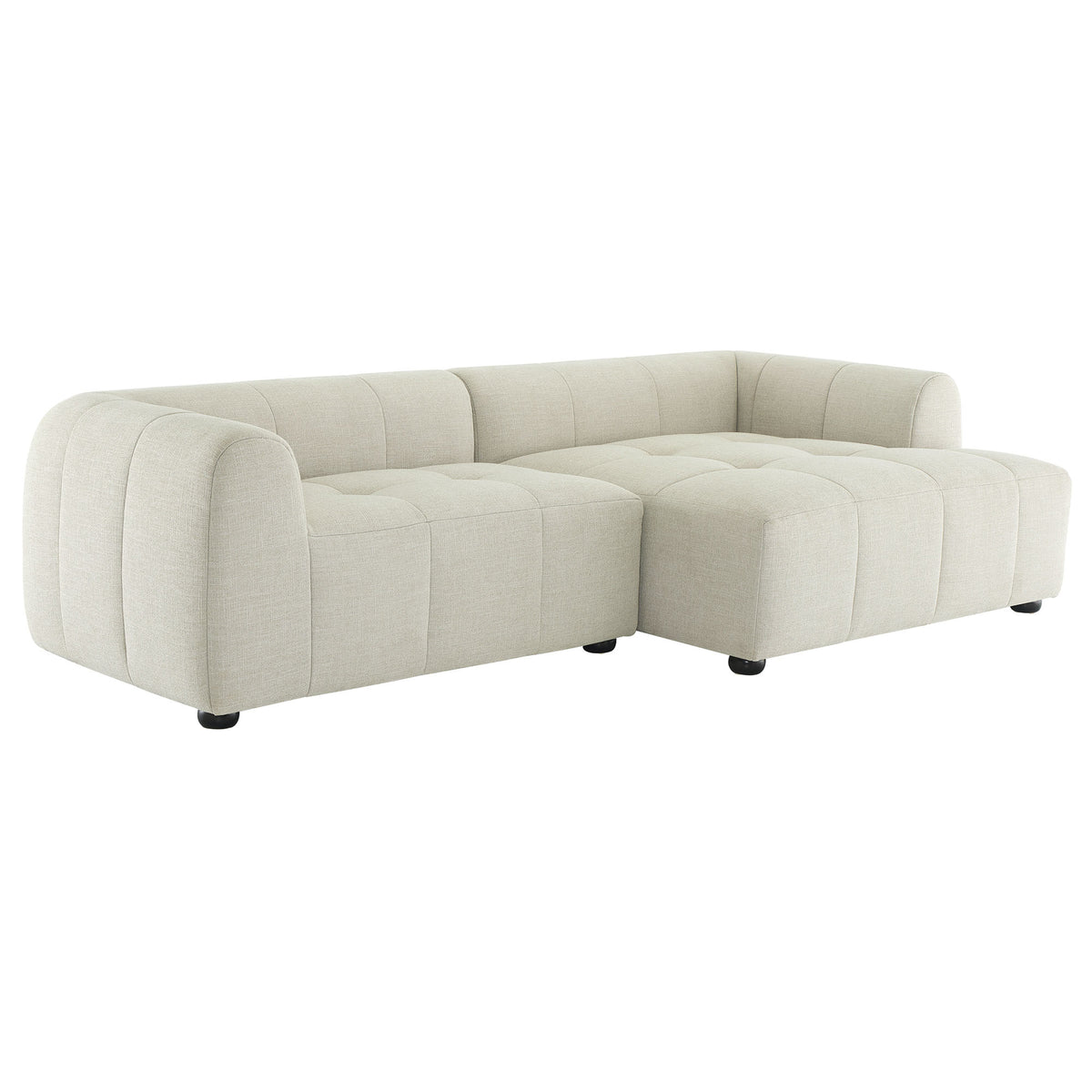 Liana Right-Facing Upholstered Fabric Modular Sofa with Chaise - Linen