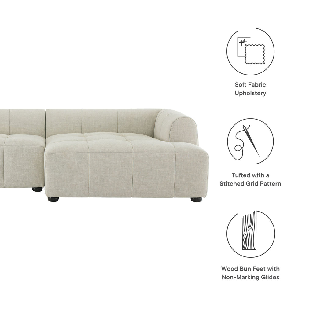 Liana Right-Facing Upholstered Fabric Modular Sofa with Chaise - Linen