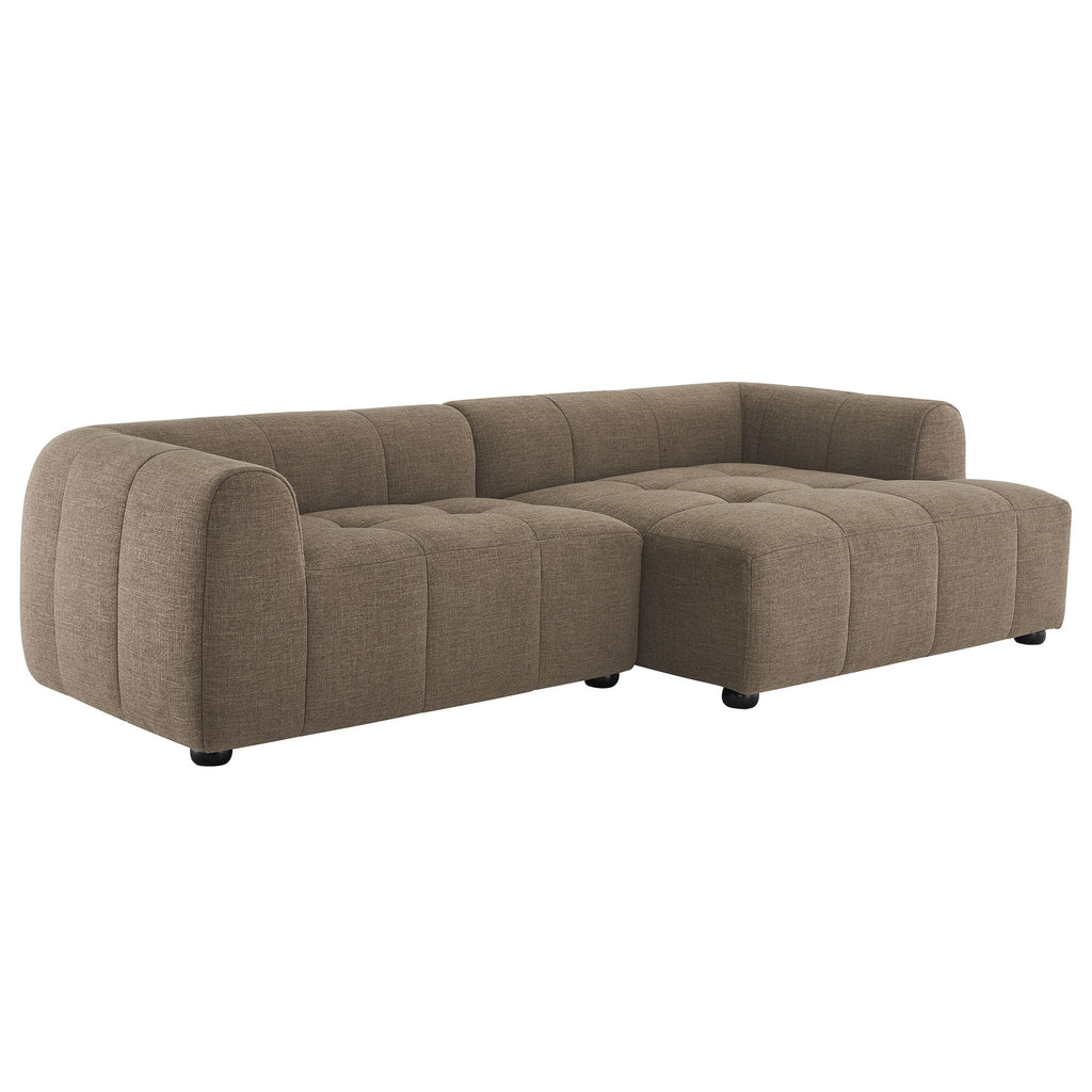 Liana Right-Facing Upholstered Fabric Modular Sofa with Chaise - Mocha