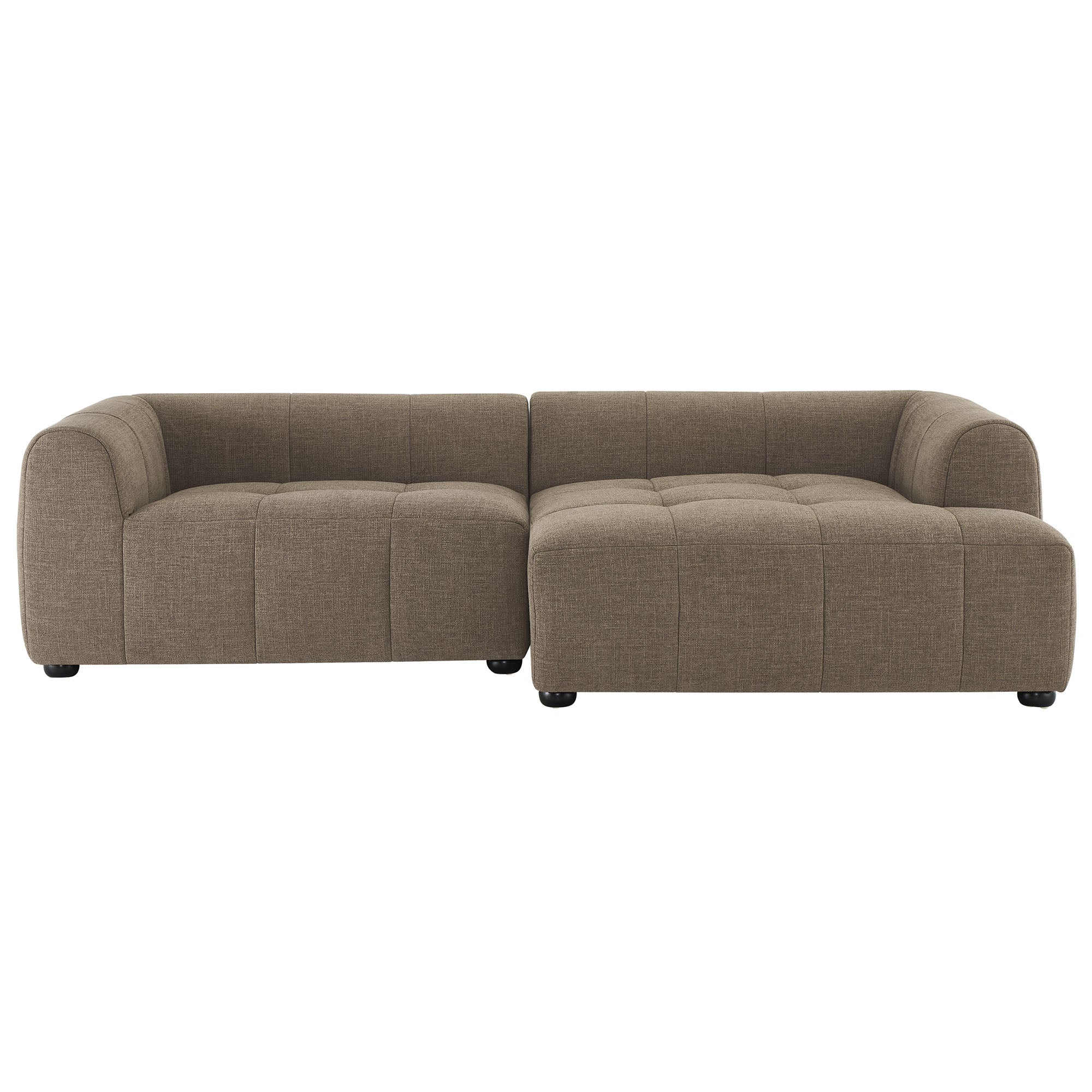 Liana Right-Facing Upholstered Fabric Modular Sofa with Chaise - Mocha