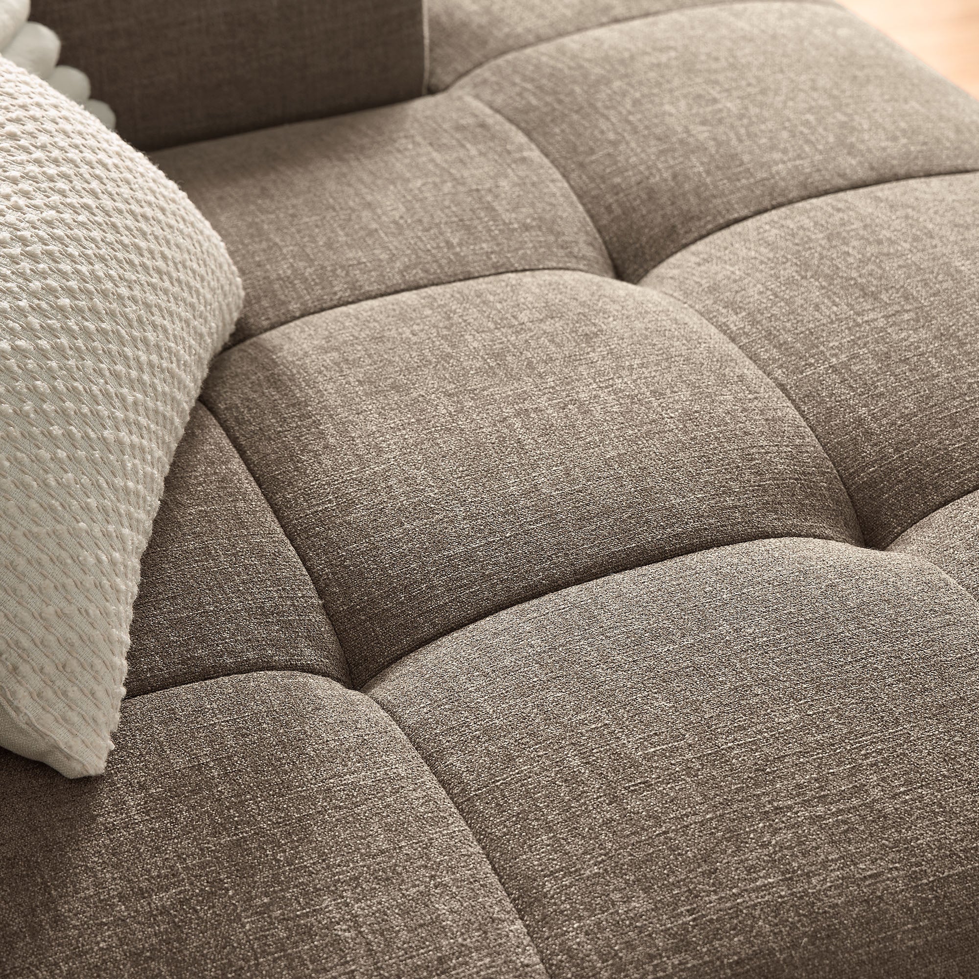 Liana Right-Facing Upholstered Fabric Modular Sofa with Chaise - Mocha