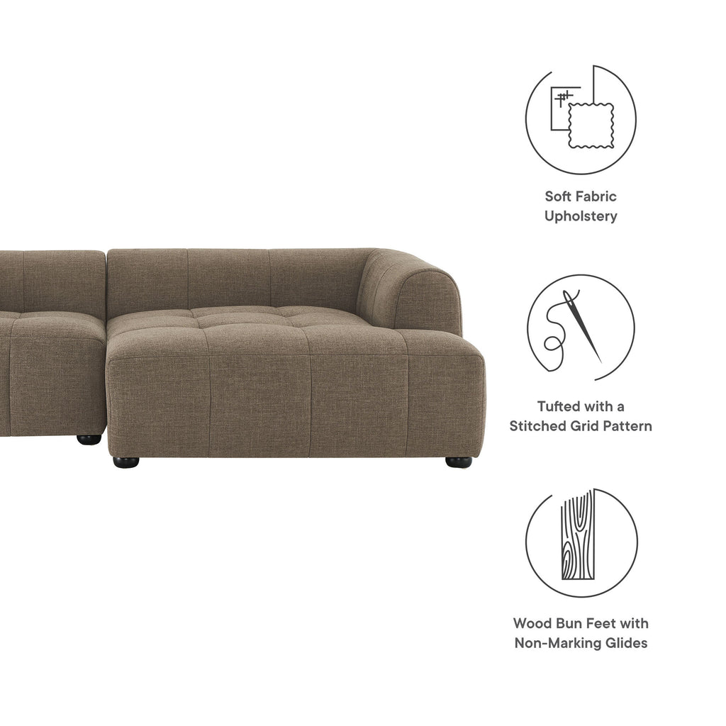 Liana Right-Facing Upholstered Fabric Modular Sofa with Chaise - Mocha