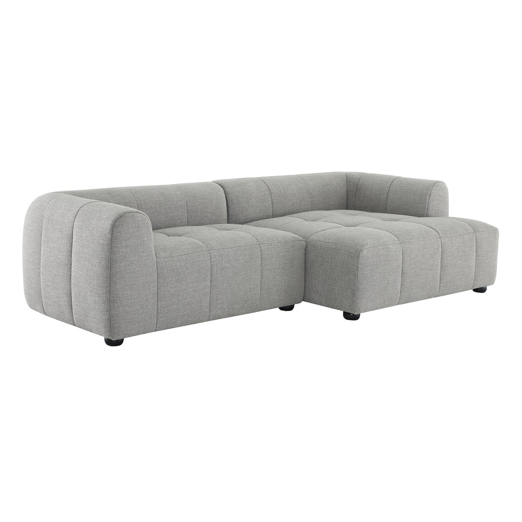 Liana Right-Facing Upholstered Fabric Modular Sofa with Chaise - Pewter