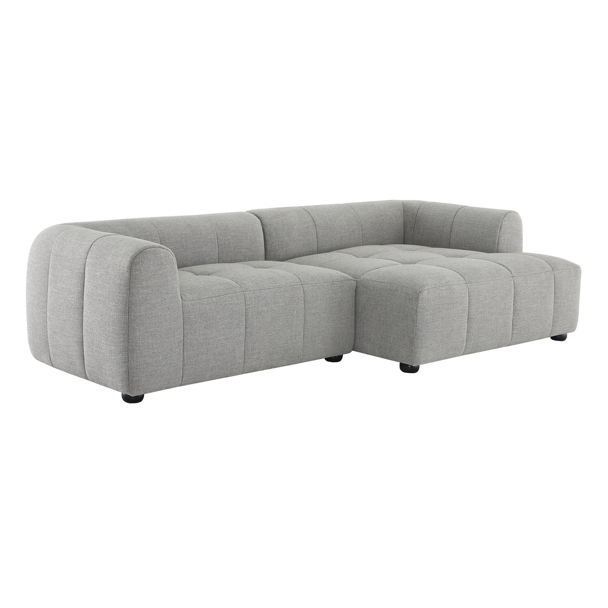 Liana Right-Facing Upholstered Fabric Modular Sofa with Chaise - Pewter