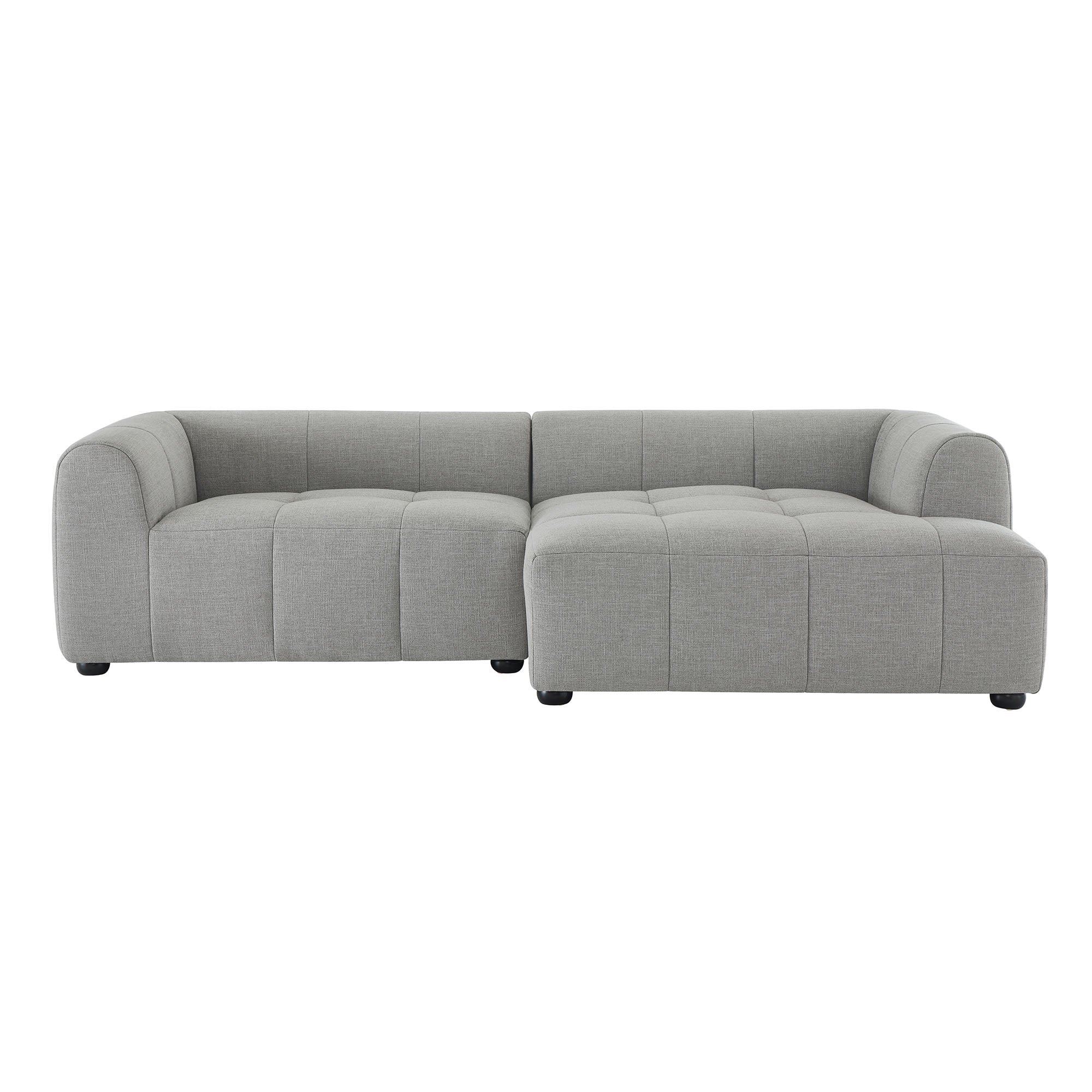 Liana Right-Facing Upholstered Fabric Modular Sofa with Chaise - Pewter