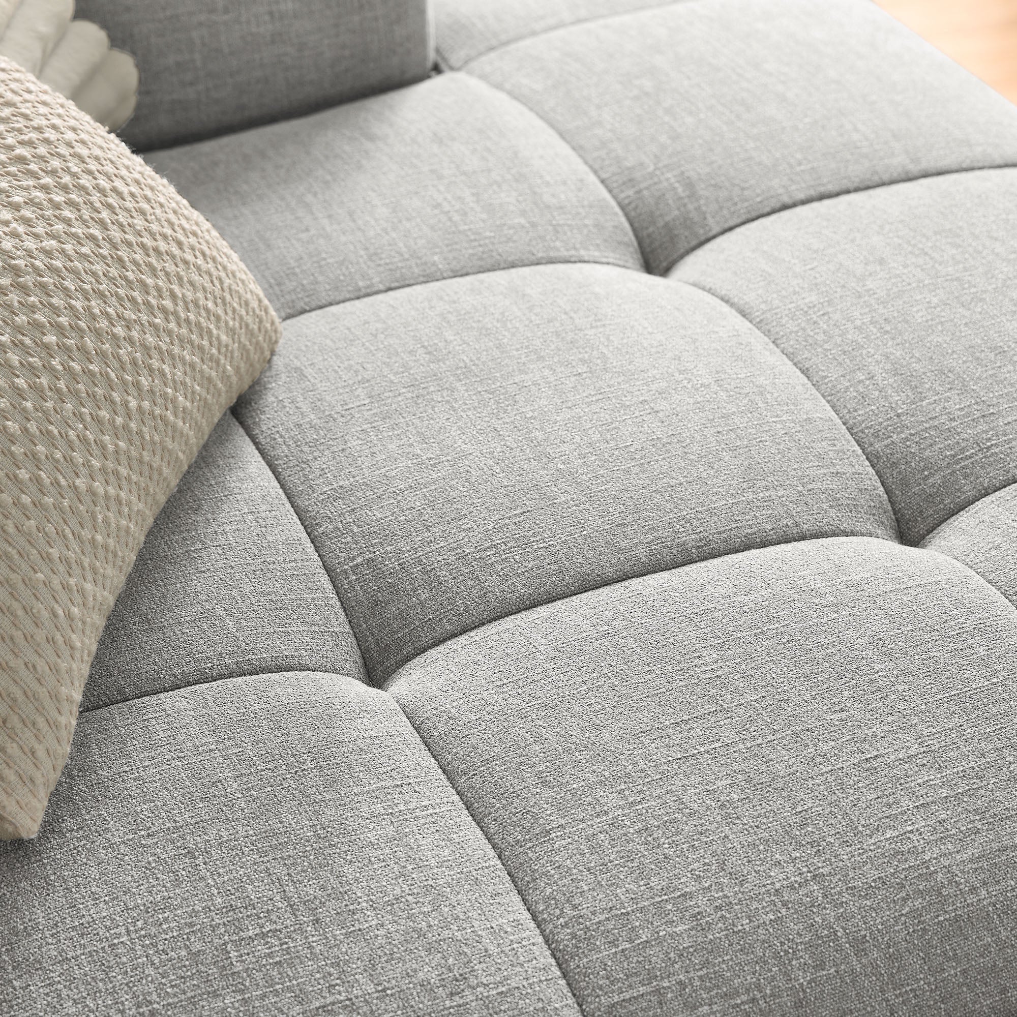 Liana Right-Facing Upholstered Fabric Modular Sofa with Chaise - Pewter