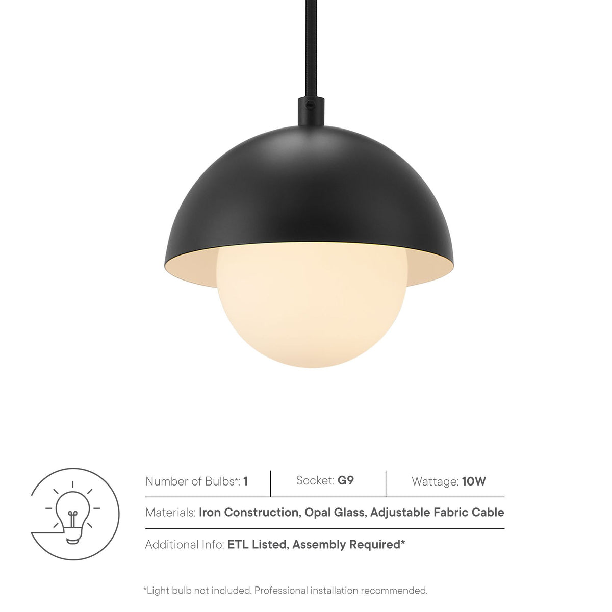 Eclipse Globe Pendant Light - Black
