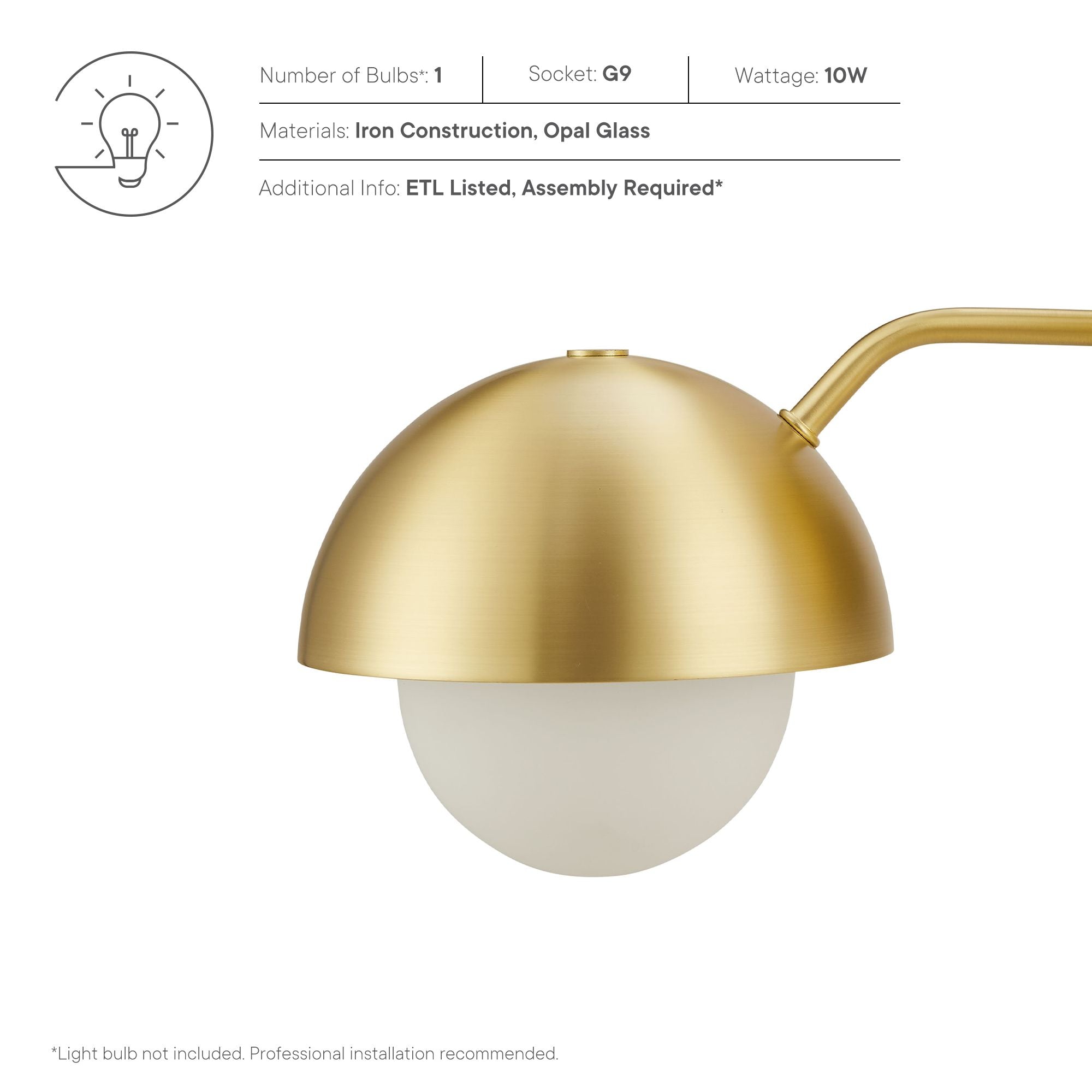 Eclipse Globe Wall Sconce - Brass