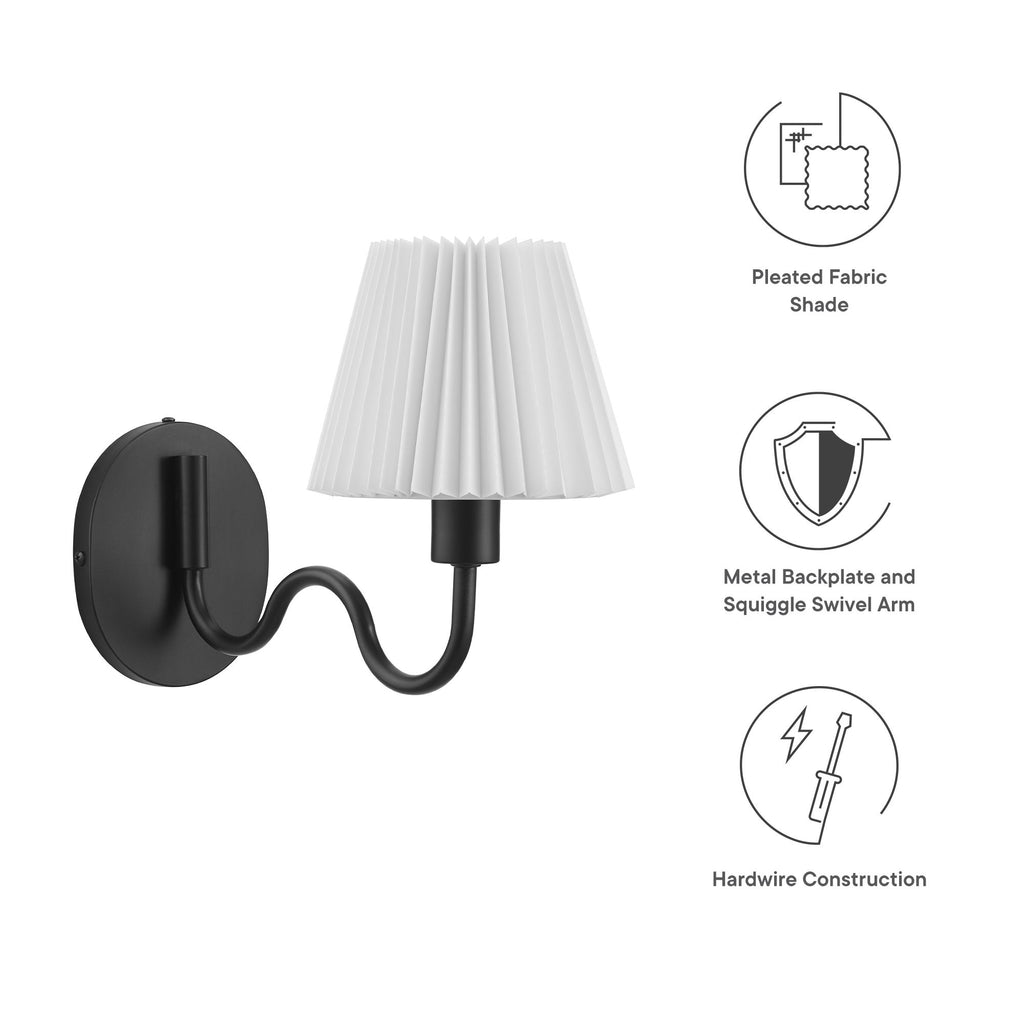 Wave Squiggle Arm Wall Sconce - Black