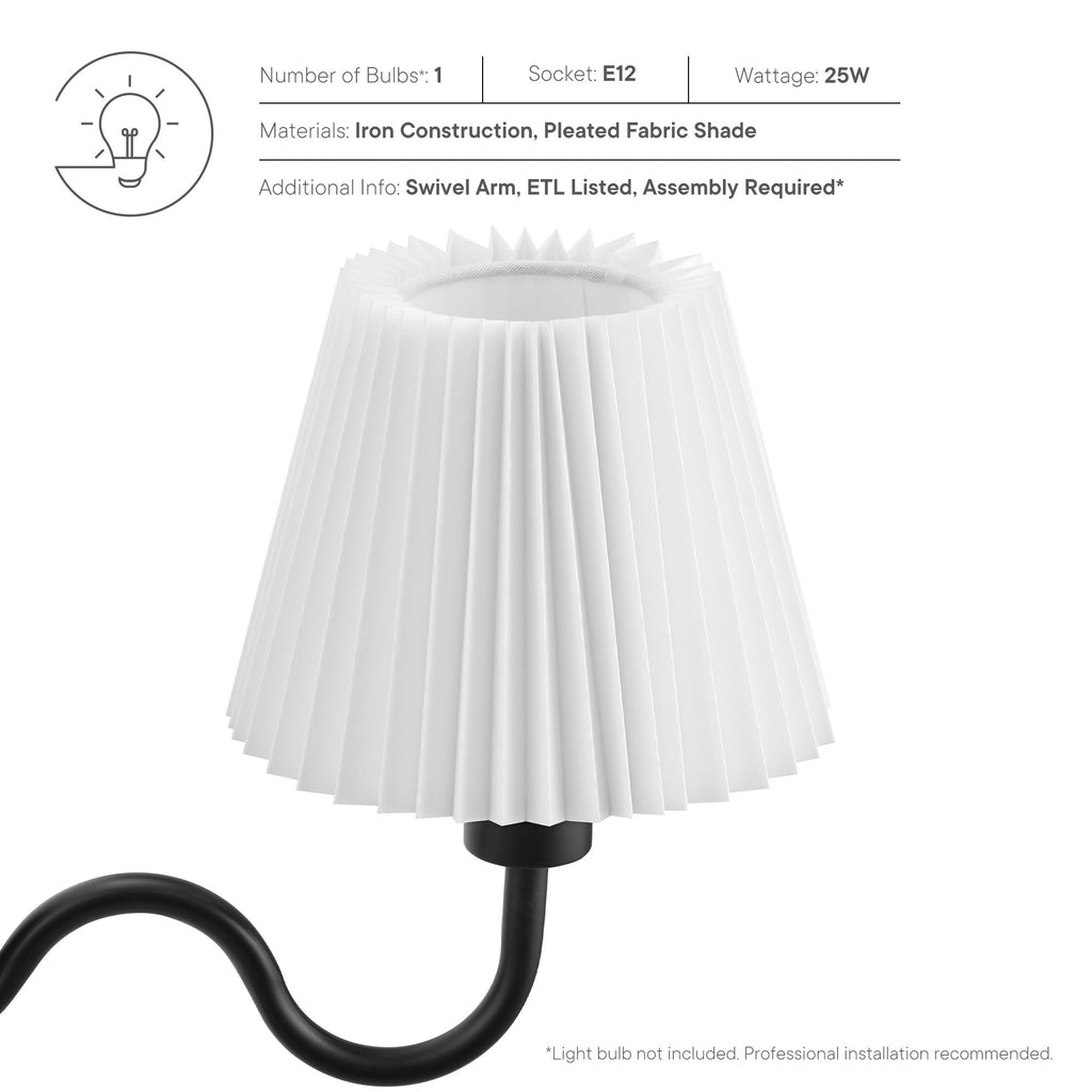 Wave Squiggle Arm Wall Sconce - Black