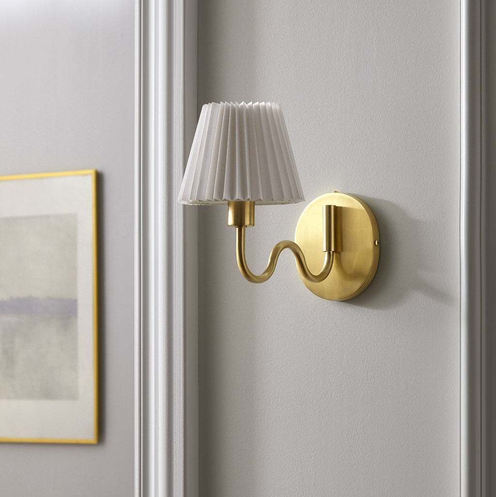 Wave Squiggle Arm Wall Sconce - Brass