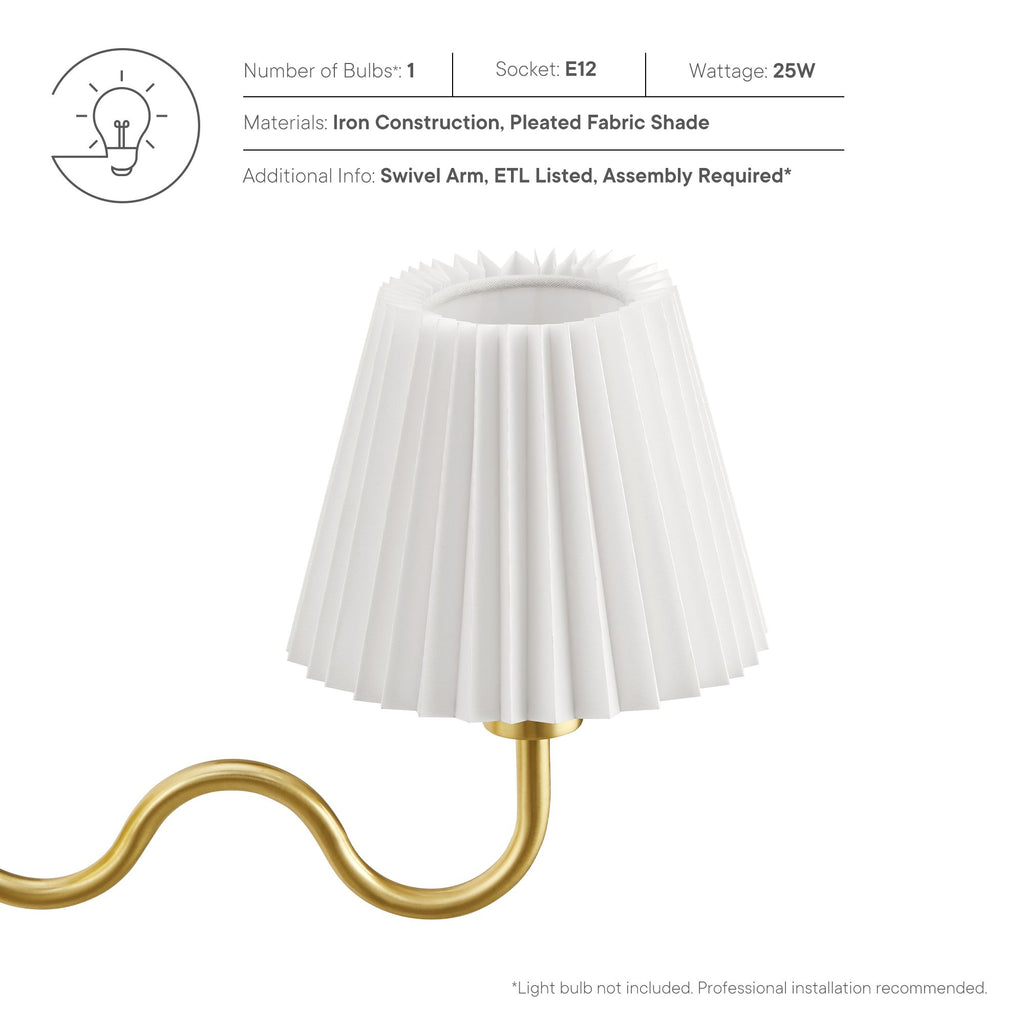 Wave Squiggle Arm Wall Sconce - Brass