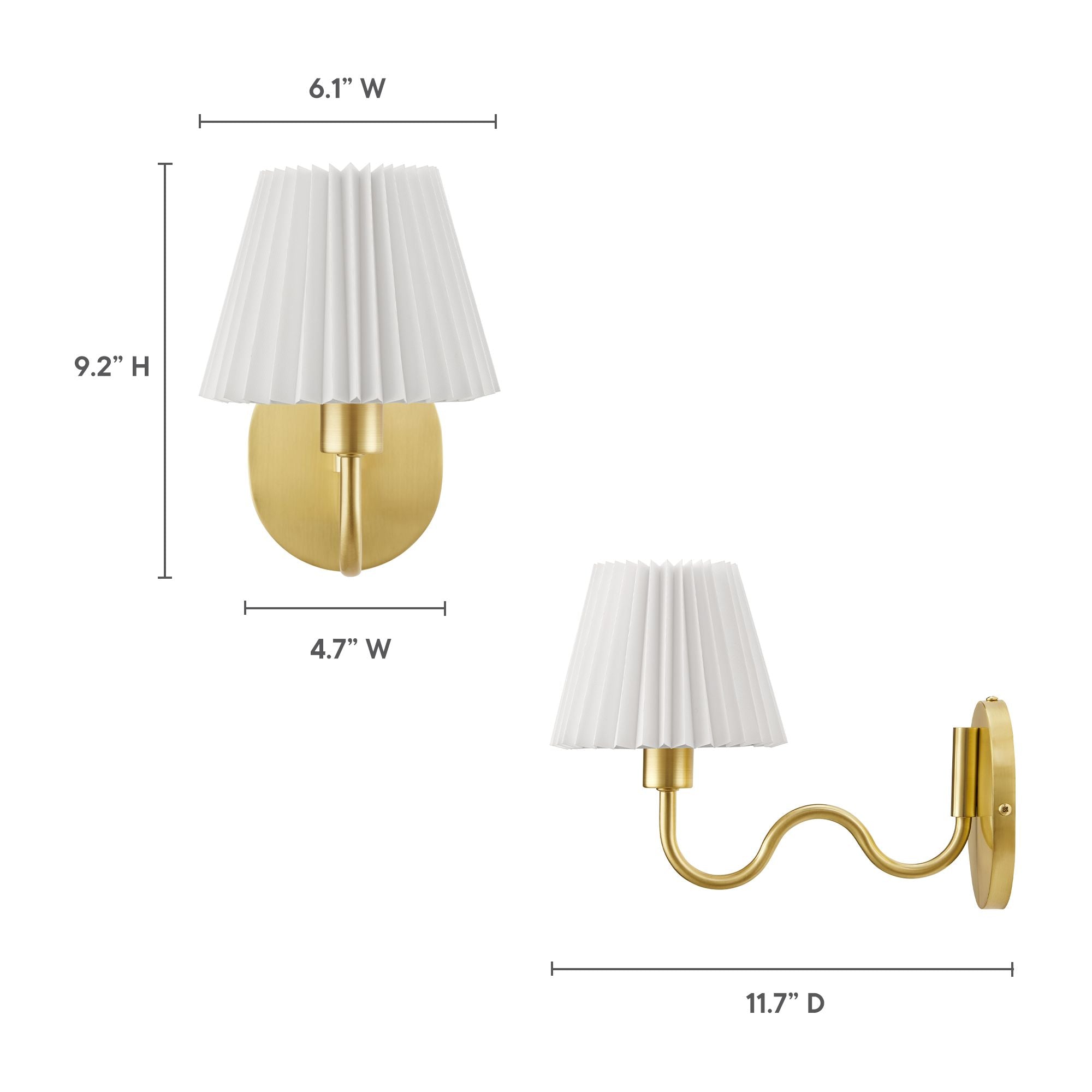 Wave Squiggle Arm Wall Sconce - Brass