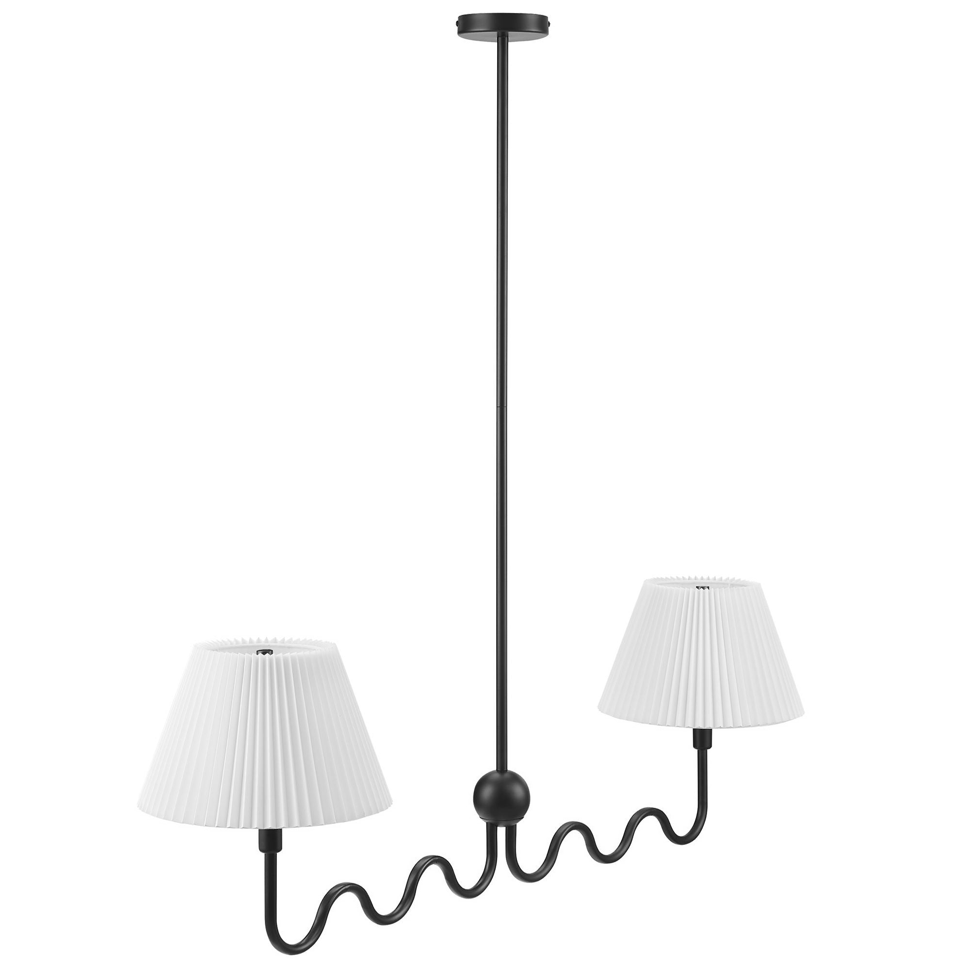 Wave Squiggle 2-Arm Pendant Light - Black