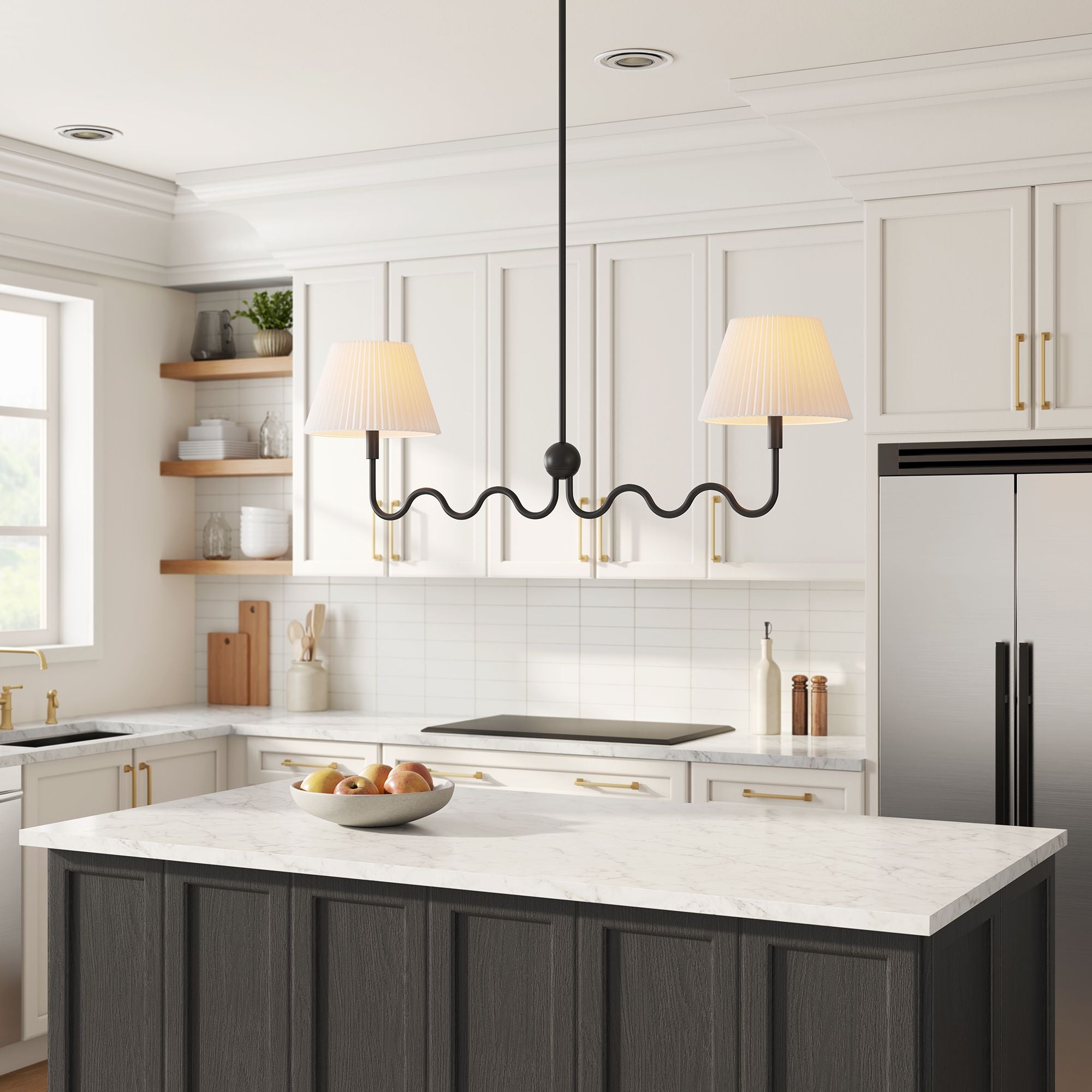 Wave Squiggle 2-Arm Pendant Light - Black