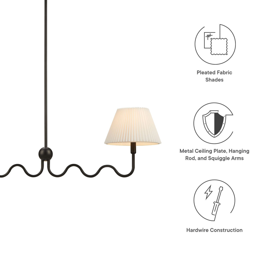 Wave Squiggle 2-Arm Pendant Light - Black