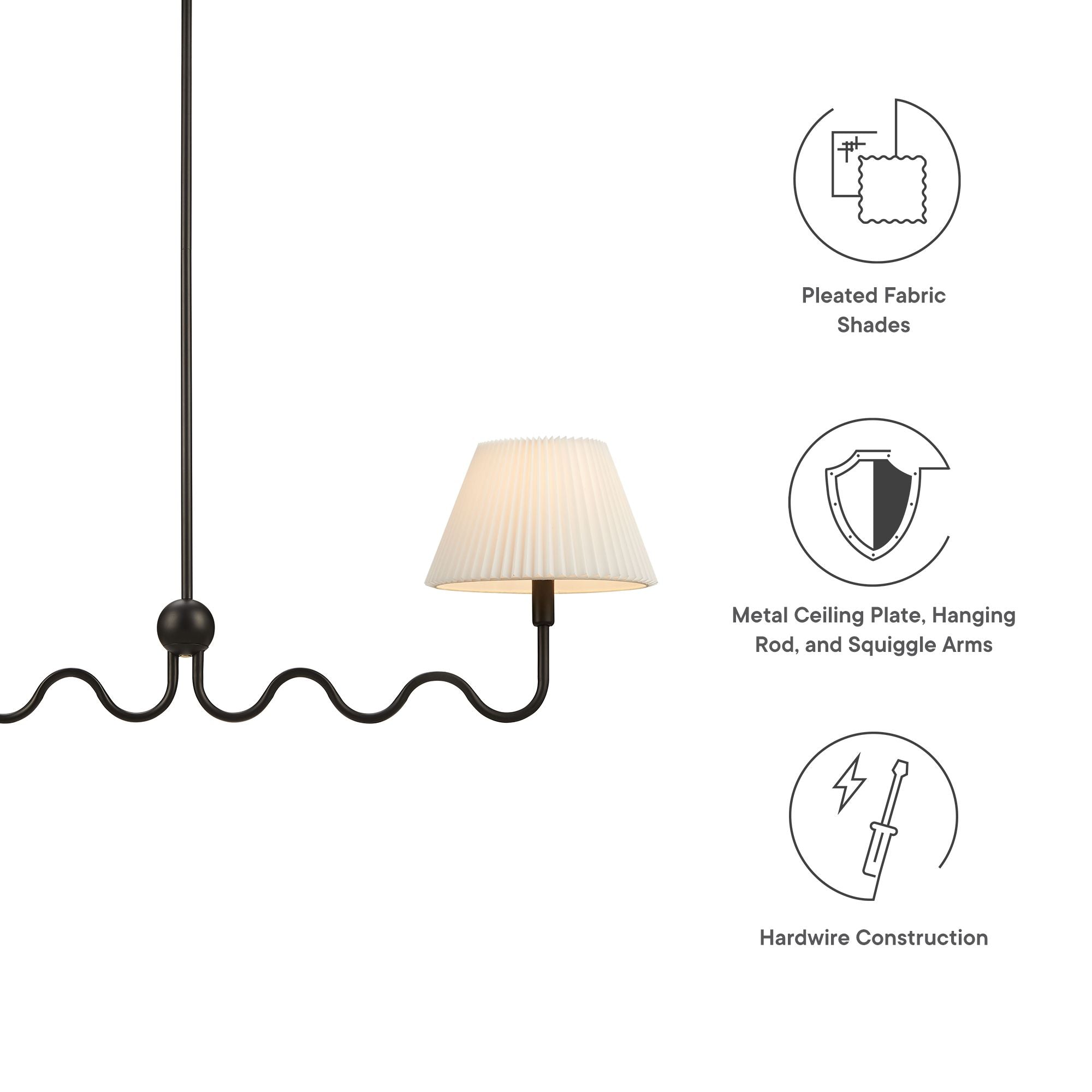 Wave Squiggle 2-Arm Pendant Light - Black