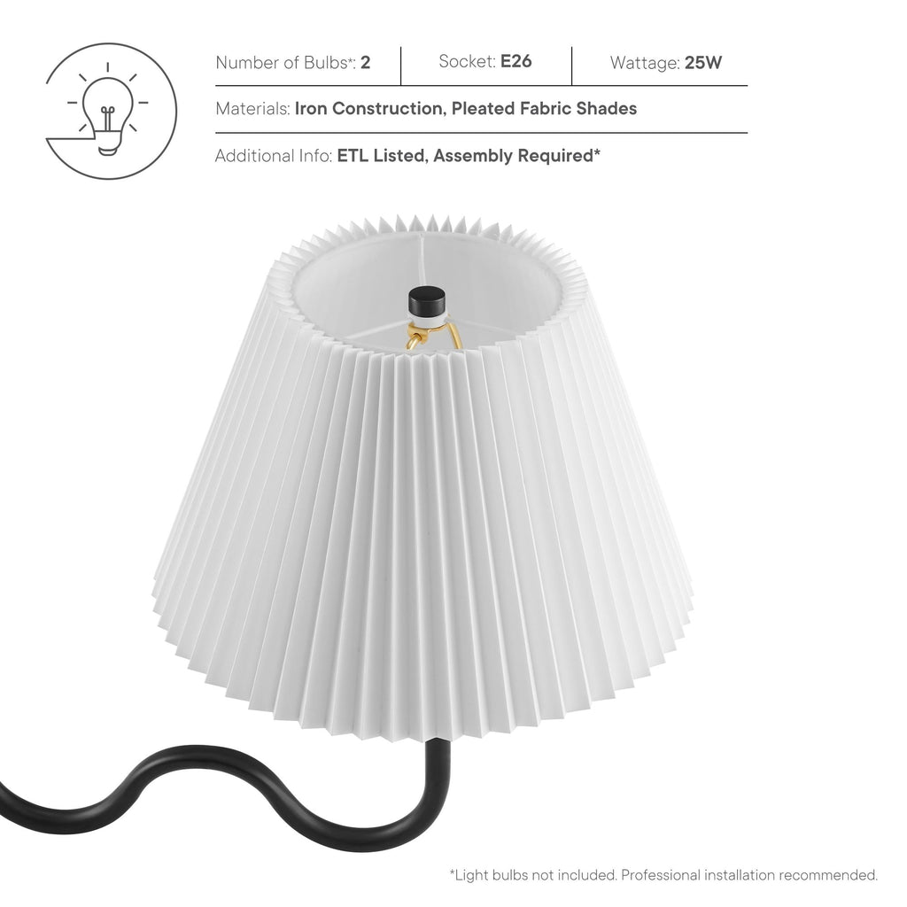 Wave Squiggle 2-Arm Pendant Light - Black