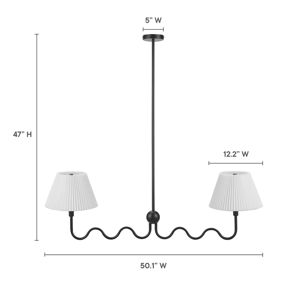 Wave Squiggle 2-Arm Pendant Light - Black