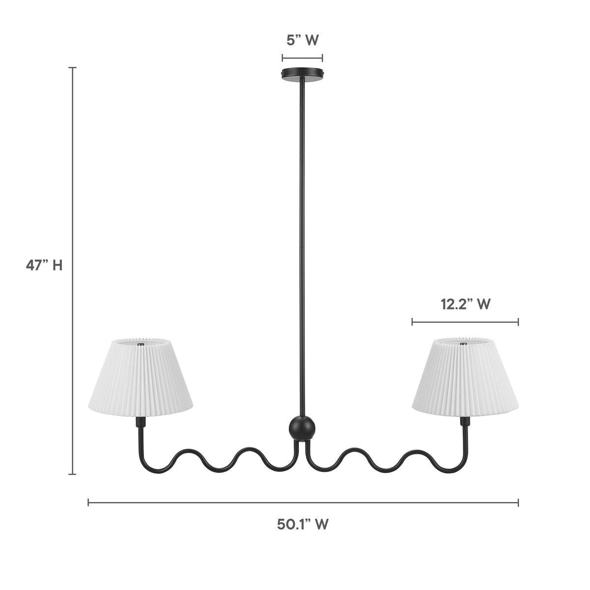 Wave Squiggle 2-Arm Pendant Light - Black