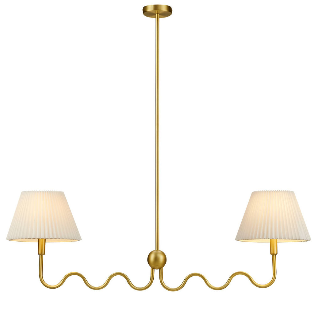 Wave Squiggle 2-Arm Pendant Light - Brass