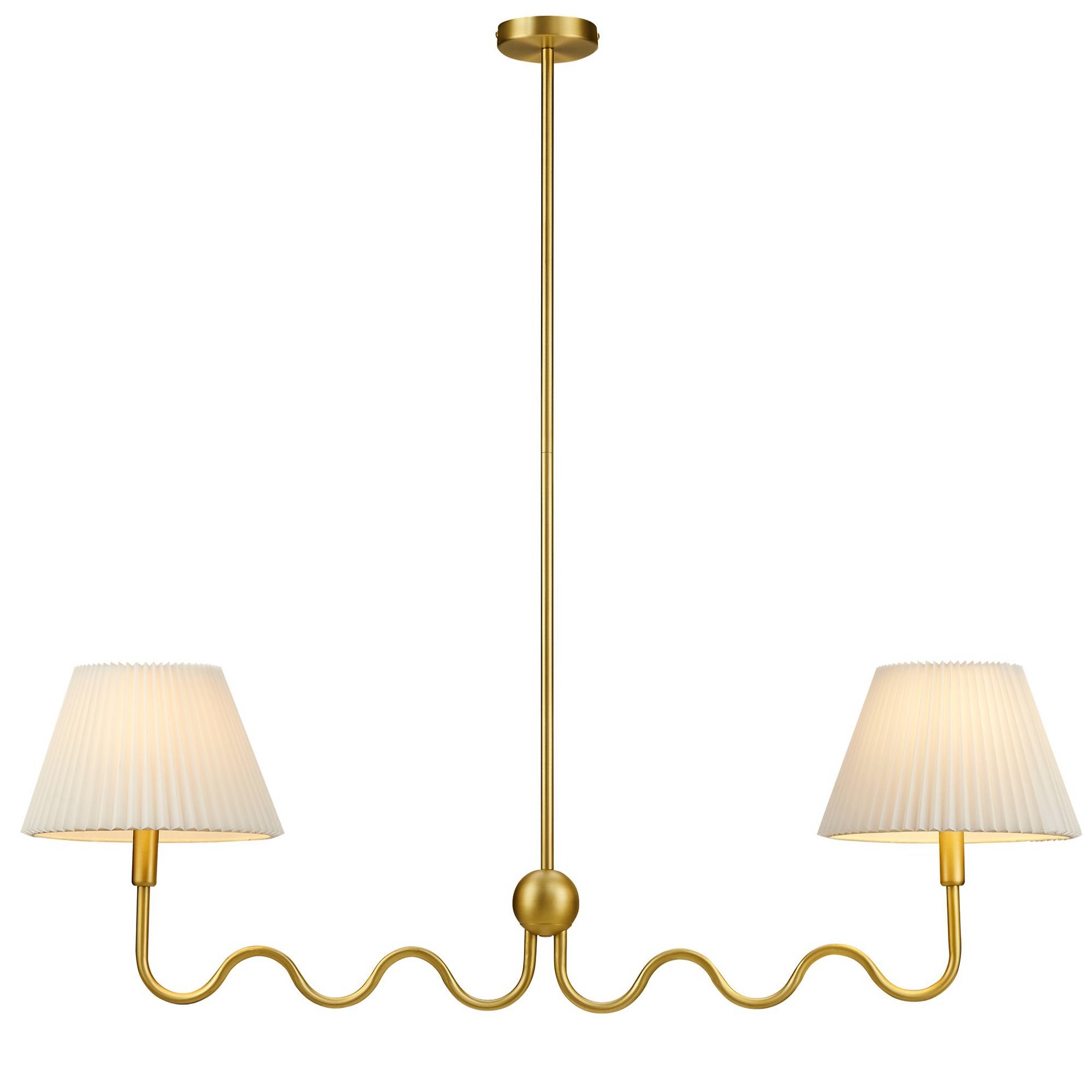 Wave Squiggle 2-Arm Pendant Light - Brass