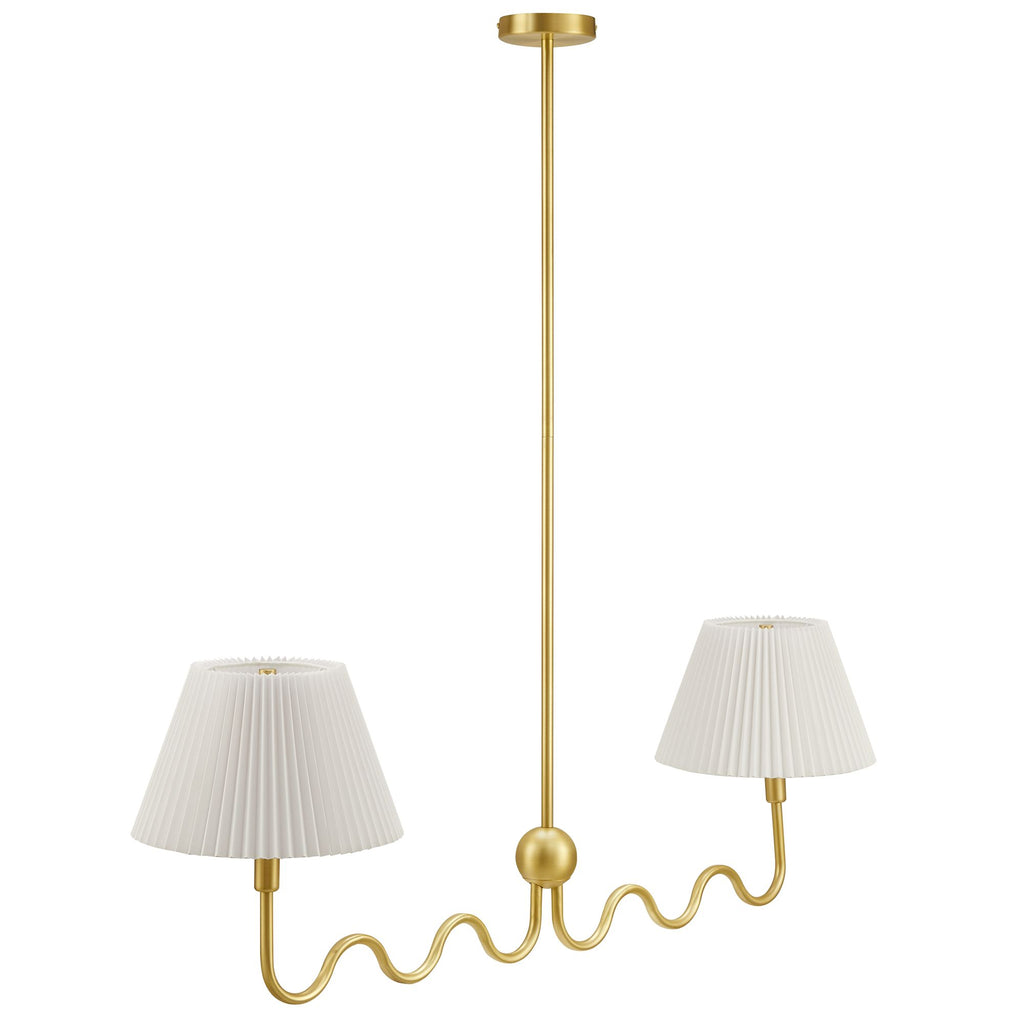 Wave Squiggle 2-Arm Pendant Light - Brass